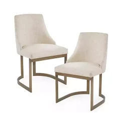 Outlet Kirklands Home Cream and Gold Modern Dining Chairs, Set of 2 Tan