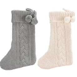 Best Kirklands Home Cream and Gray Cable Knit Stockings, Set of 2