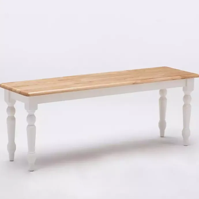 Hot Kirklands Home Cream and Natural Wood Dining Bench