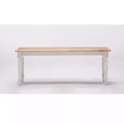 Hot Kirklands Home Cream and Natural Wood Dining Bench
