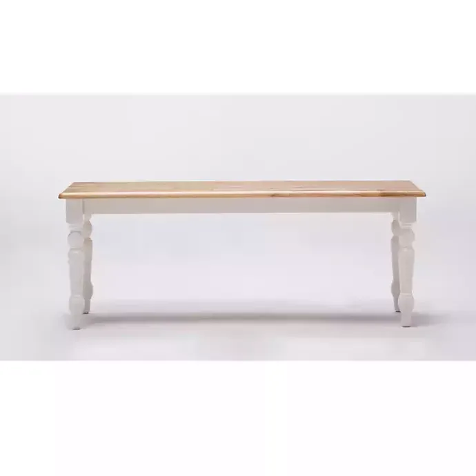 Hot Kirklands Home Cream and Natural Wood Dining Bench