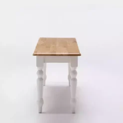 Hot Kirklands Home Cream and Natural Wood Dining Bench