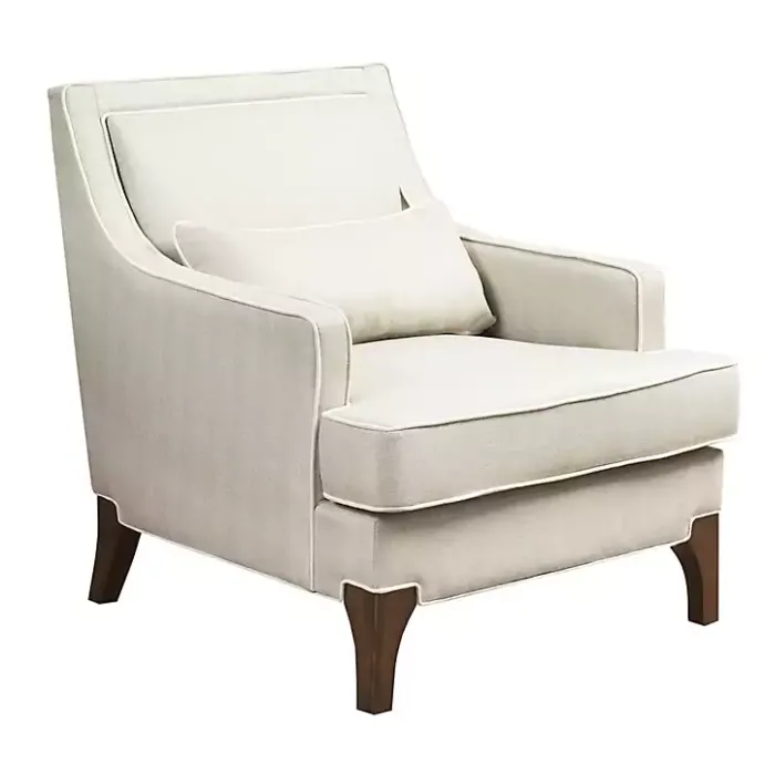 Hot Kirklands Home Cream and White Contrast Welting Accent Chair Ivory