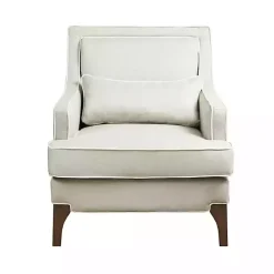 Hot Kirklands Home Cream and White Contrast Welting Accent Chair Ivory
