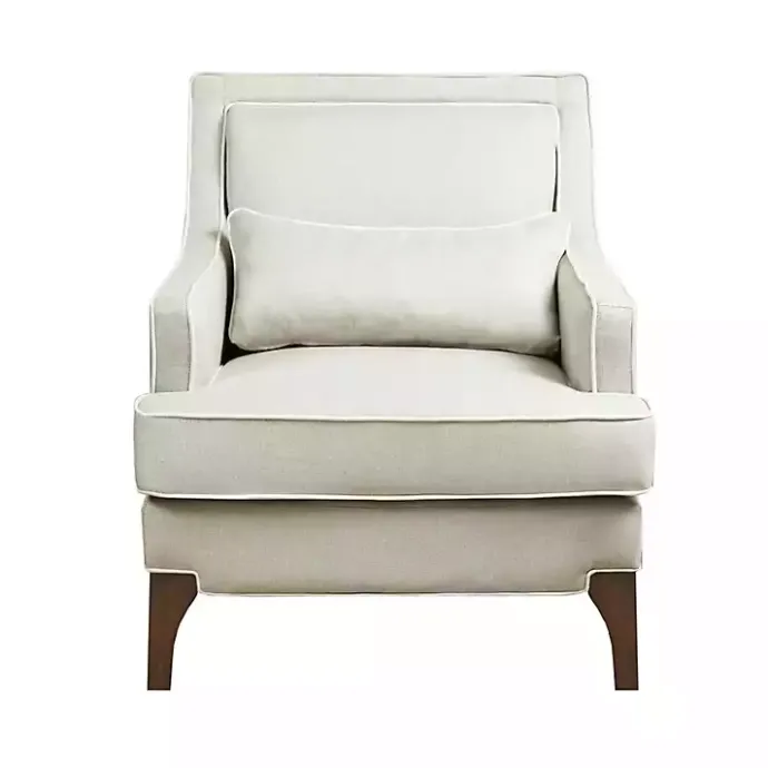 Hot Kirklands Home Cream and White Contrast Welting Accent Chair Ivory