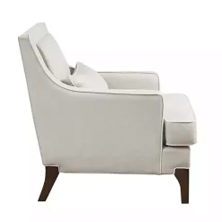 Hot Kirklands Home Cream and White Contrast Welting Accent Chair Ivory