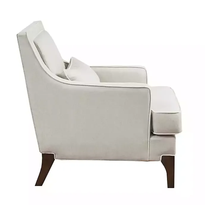 Hot Kirklands Home Cream and White Contrast Welting Accent Chair Ivory