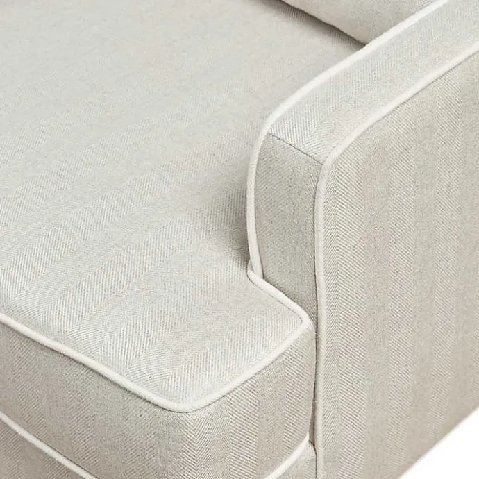 Hot Kirklands Home Cream and White Contrast Welting Accent Chair Ivory