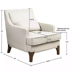 Hot Kirklands Home Cream and White Contrast Welting Accent Chair Ivory