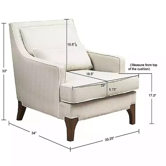 Hot Kirklands Home Cream and White Contrast Welting Accent Chair Ivory