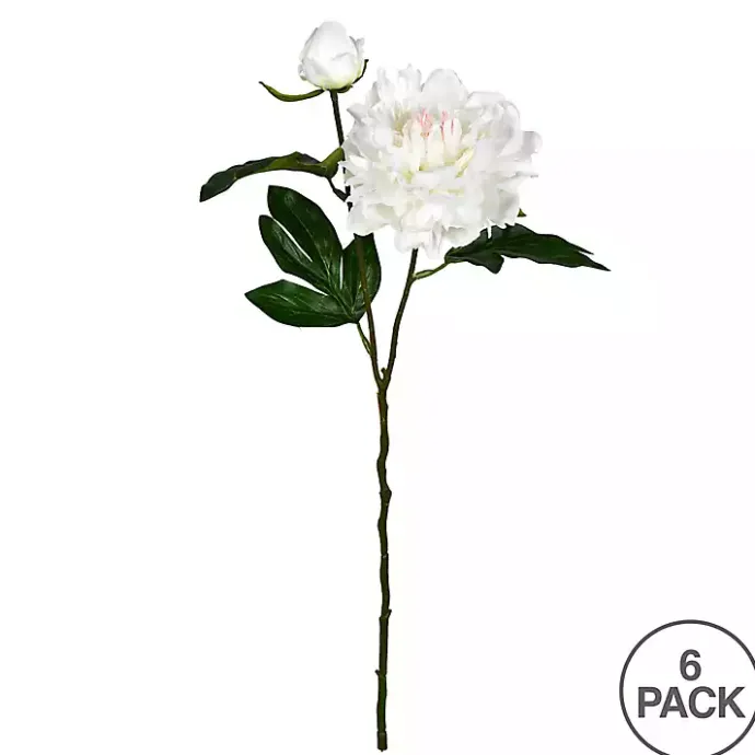 Clearance Kirklands Home Cream Blooming Peony Stems, Set of 6 Ivory