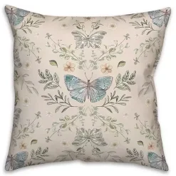 Best Kirklands Home Cream Botanical Butterfly Throw Pillow Ivory