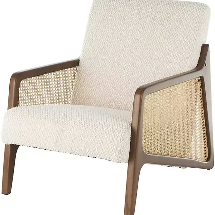 Sale Kirklands Home Cream Boucle & Rattan Accent Chair White