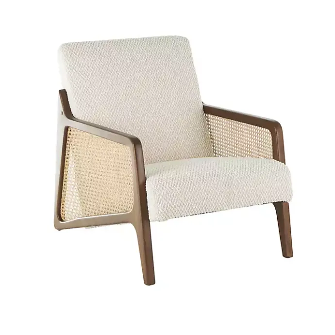 Sale Kirklands Home Cream Boucle & Rattan Accent Chair White