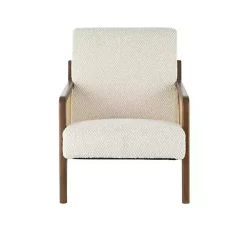 Sale Kirklands Home Cream Boucle & Rattan Accent Chair White