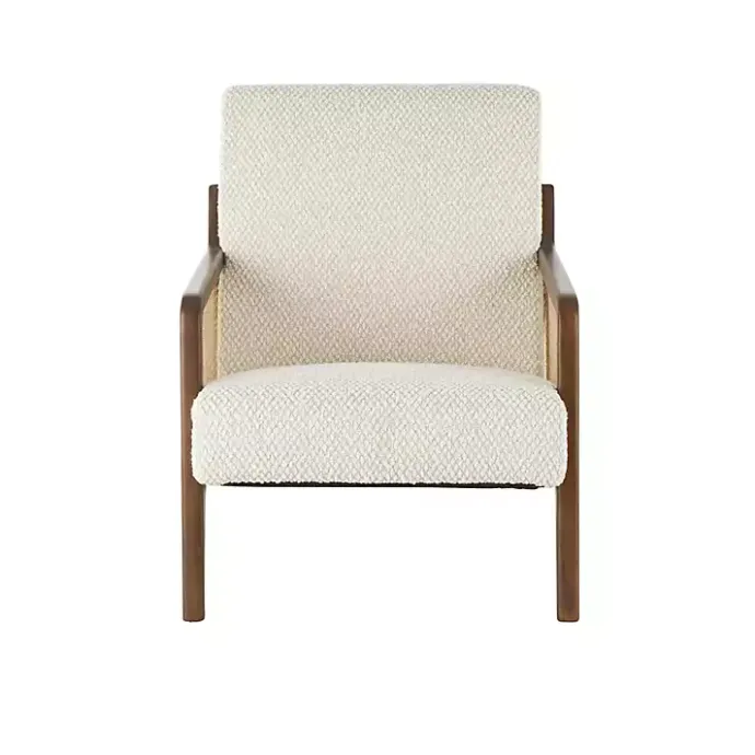 Sale Kirklands Home Cream Boucle & Rattan Accent Chair White