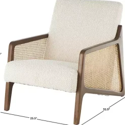 Sale Kirklands Home Cream Boucle & Rattan Accent Chair White