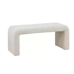 New Kirklands Home Cream Boucle Waterfall Bench White