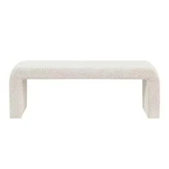 New Kirklands Home Cream Boucle Waterfall Bench, 52 in. White