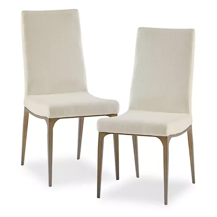 Best Kirklands Home Cream Bronze Metal Base Dining Chairs, Set of 2 Ivory