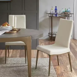 Best Kirklands Home Cream Bronze Metal Base Dining Chairs, Set of 2 Ivory