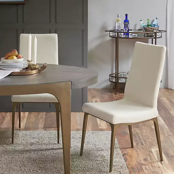 Best Kirklands Home Cream Bronze Metal Base Dining Chairs, Set of 2 Ivory