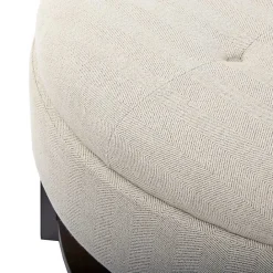 Sale Kirklands Home Cream Button Tufted Storage Ottoman Ivory