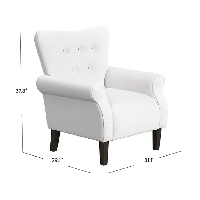 Sale Kirklands Home Cream Button-Tufted Rolled Arm Accent Chair White