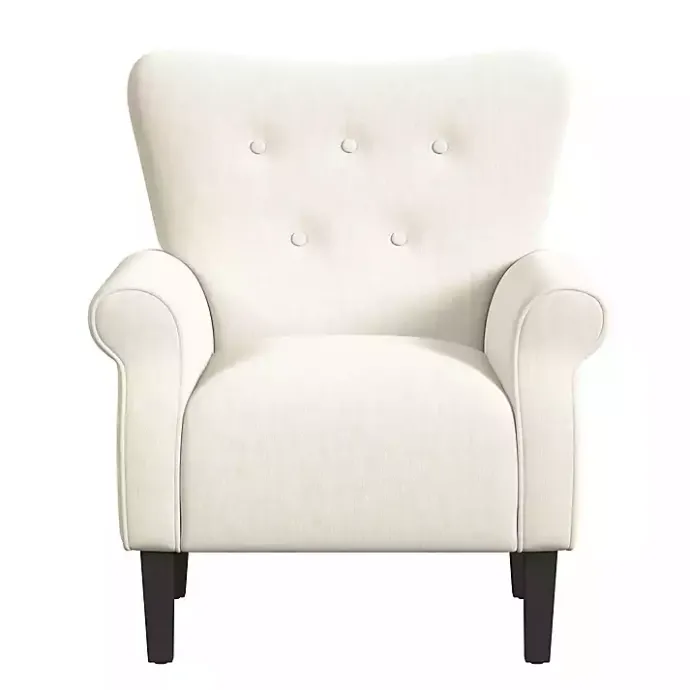 Sale Kirklands Home Cream Button-Tufted Rolled Arm Accent Chair White