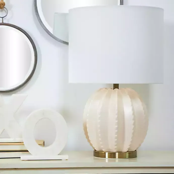 Best Kirklands Home Cream Ceramic Fluted Gourd Table Lamp