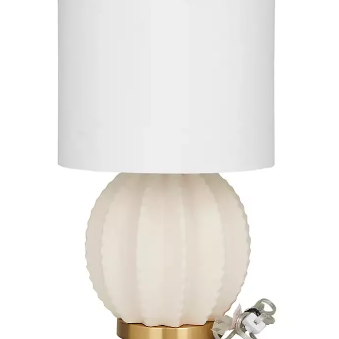 Best Kirklands Home Cream Ceramic Fluted Gourd Table Lamp