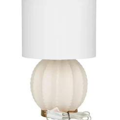 Best Kirklands Home Cream Ceramic Fluted Gourd Table Lamp