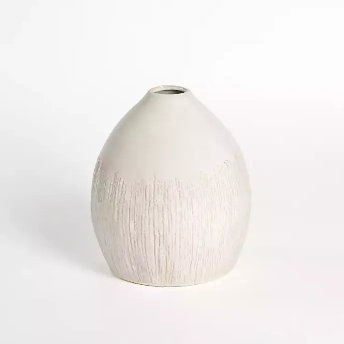 New Kirklands Home Cream Ceramic Luca Vase, 12 in. White