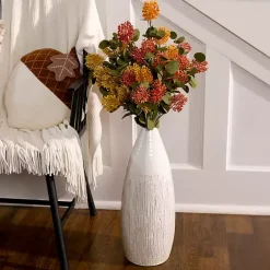 Kirklands Home Cream Ceramic Luca Vase, 16 in. White