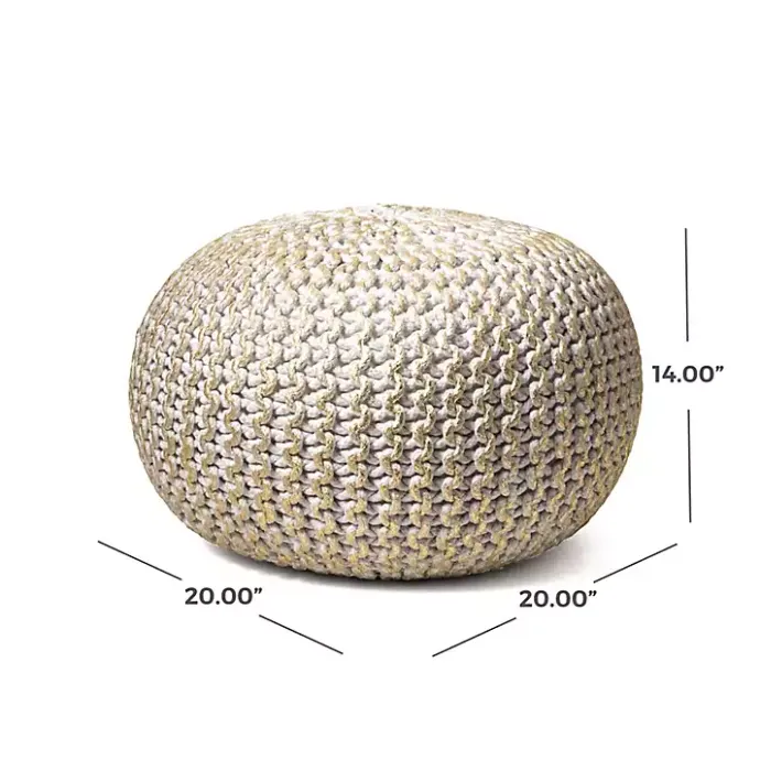 Outlet Kirklands Home Cream Chain Knitted Round Pouf Ivory
