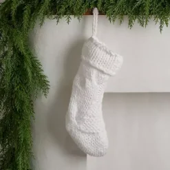 Hot Kirklands Home Cream Chunky Knit Christmas Stocking Ivory