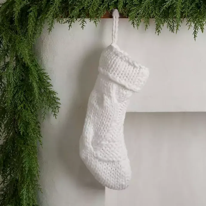 Hot Kirklands Home Cream Chunky Knit Christmas Stocking Ivory