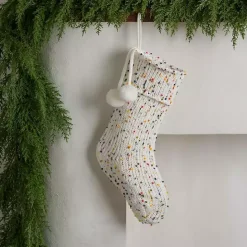 Sale Kirklands Home Cream Confetti Knit Christmas Stocking Ivory