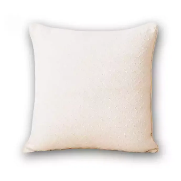 Outlet Kirklands Home Cream Cross-stitch Woven Pillow Ivory