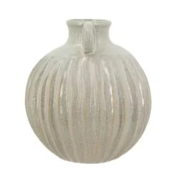 New Kirklands Home Cream Drip Ceramic Vase with Handles, 9 in. White