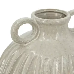 New Kirklands Home Cream Drip Ceramic Vase with Handles, 9 in. White