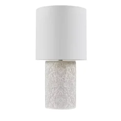Clearance Kirklands Home Cream Embossed Floral Table Lamp White