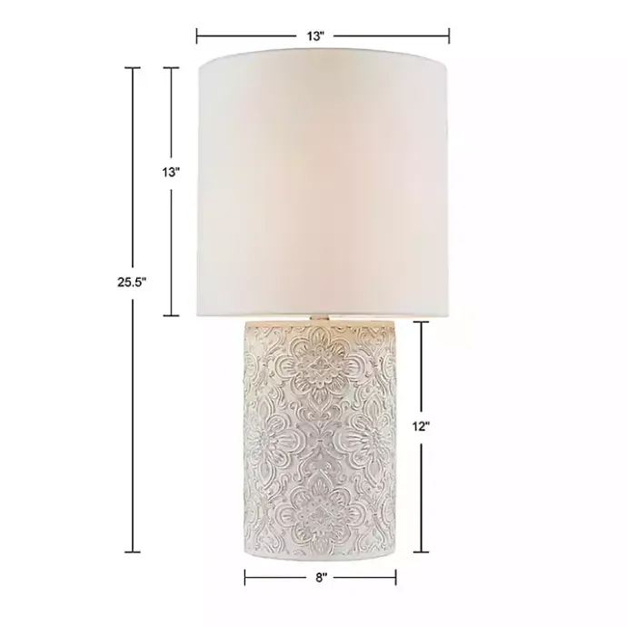 Clearance Kirklands Home Cream Embossed Floral Table Lamp White