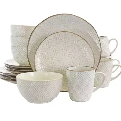 Hot Kirklands Home Cream Embossed 16-pc. Dinnerware Set Ivory