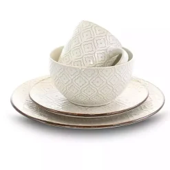 Hot Kirklands Home Cream Embossed 16-pc. Dinnerware Set Ivory