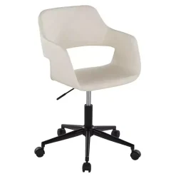 Kirklands Home Cream Faux Leather & Black Marshall Office Chair White