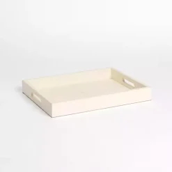 Discount Kirklands Home Cream Faux Leather Decorative Tray White