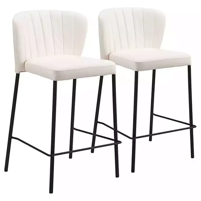 Discount Kirklands Home Cream Faux Leather Liddy Counter Stools, Set of 2 White