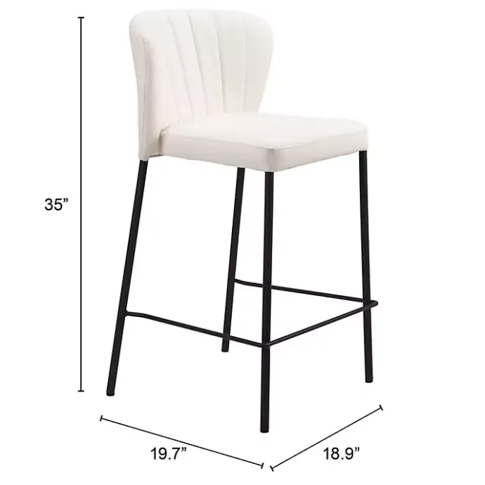 Discount Kirklands Home Cream Faux Leather Liddy Counter Stools, Set of 2 White