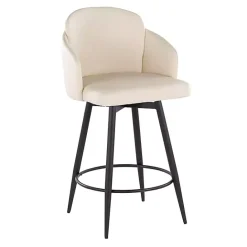 Kirklands Home Cream Faux Leather Swivel Counter Stools, Set of 2 White